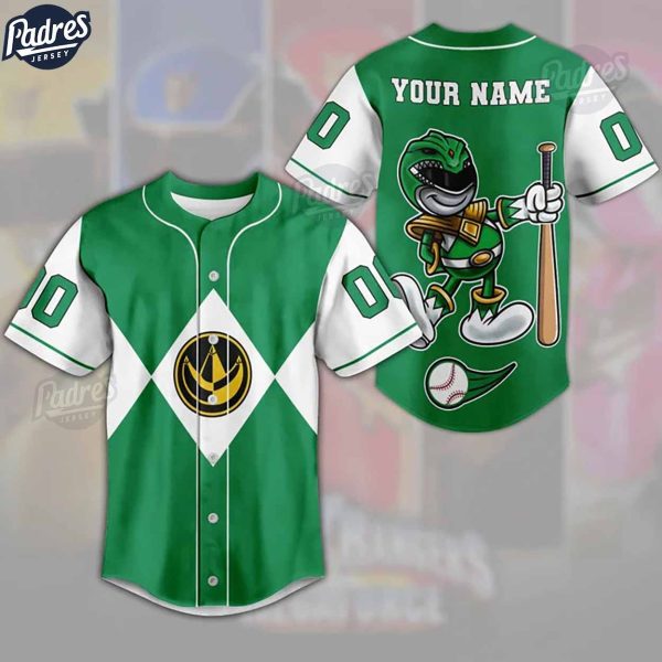 Custom Power Rangers Green Ranger Baseball Jersey 2