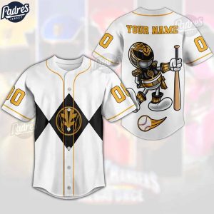 Custom Power Rangers White Ranger Baseball Jersey 1