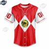 Custom Red Ranger Power Rangers Baseball Jersey 4