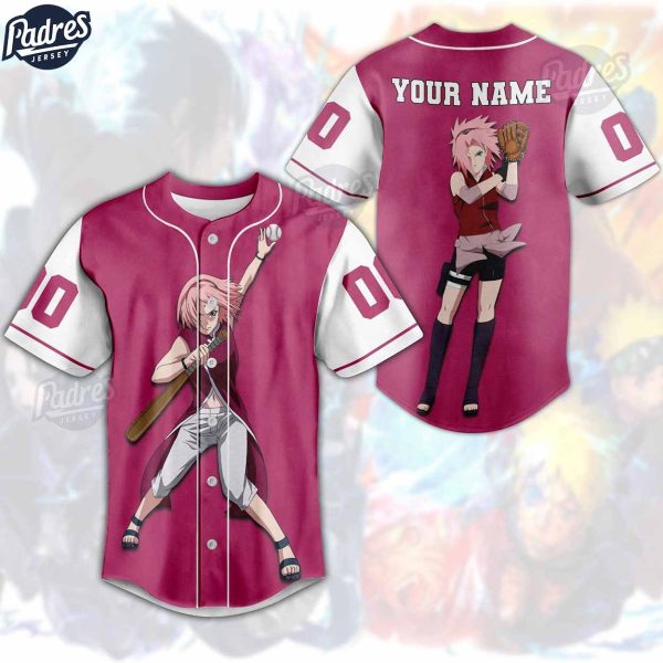 Custom Sakura Haruno Naruto Baseball Jersey Shirt 1