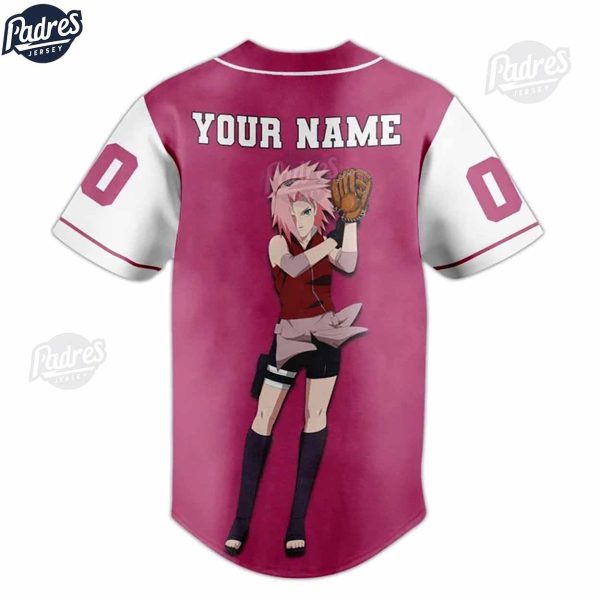 Custom Sakura Haruno Naruto Baseball Jersey Shirt 3