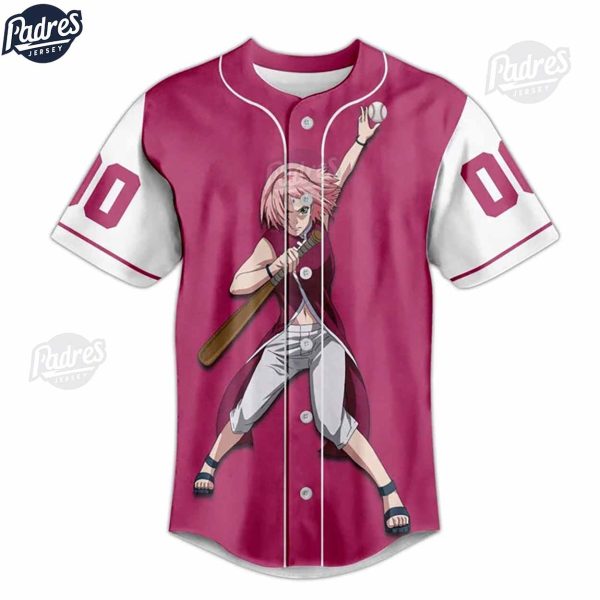 Custom Sakura Haruno Naruto Baseball Jersey Shirt 4