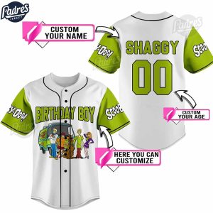 Custom Scooby Boo Happy Birthday Boy Baseball Jersey 1