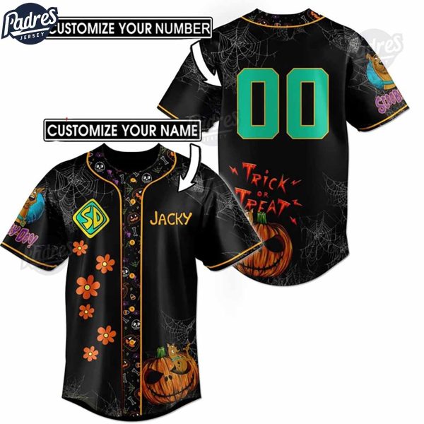 Custom Scooby Doo Trick Or Treat Halloween Baseball Jersey 1