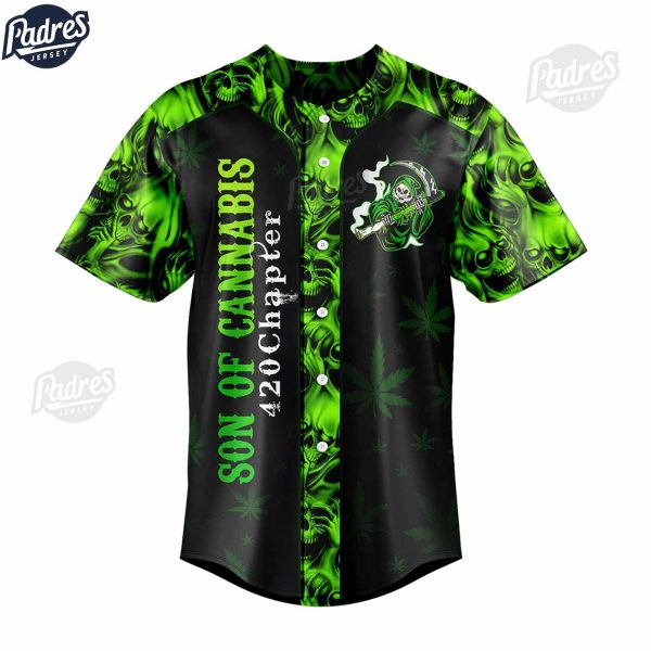 Custom Sons Of Cannabis Skull Baseball Jersey 3