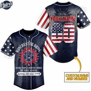 Custom Supernatural Winchester Brothers American Flag Baseball Jersey 1
