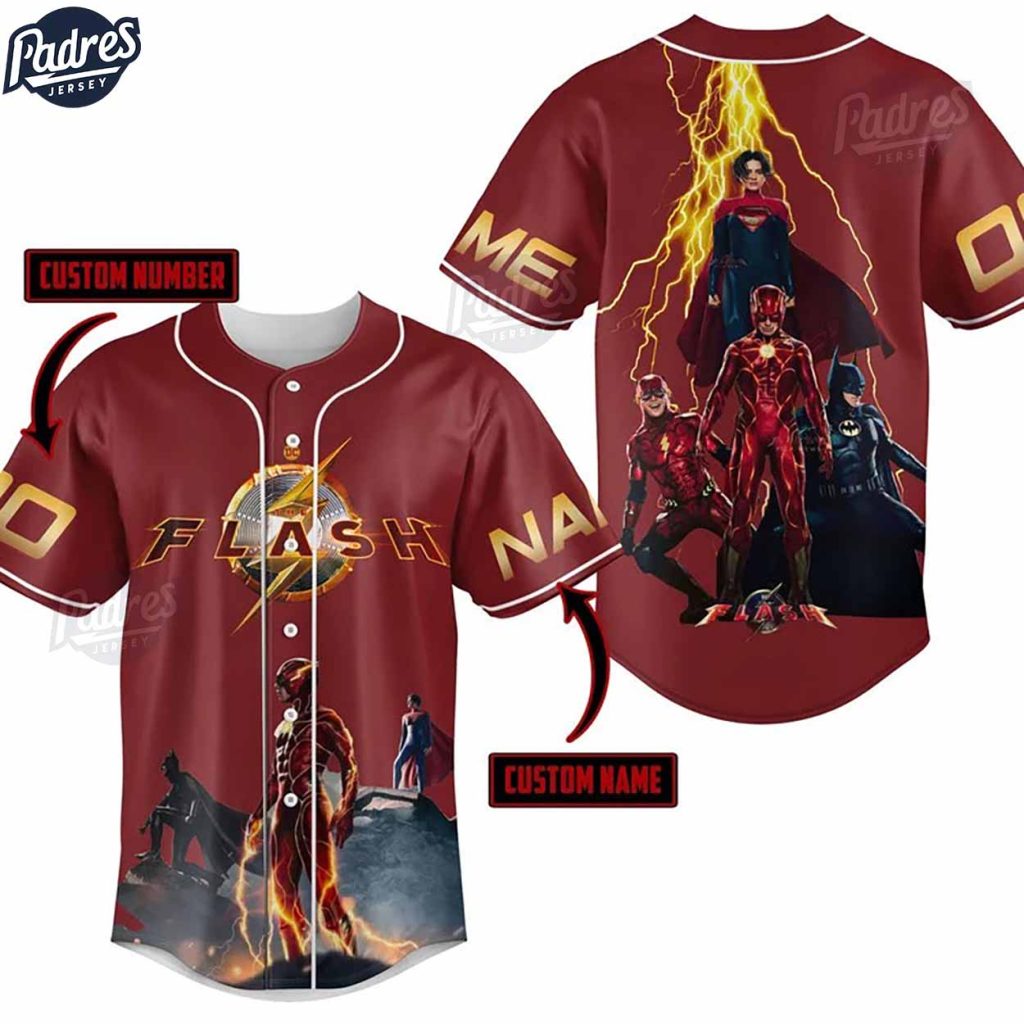 Custom The Flash Film New Red Baseball Jersey