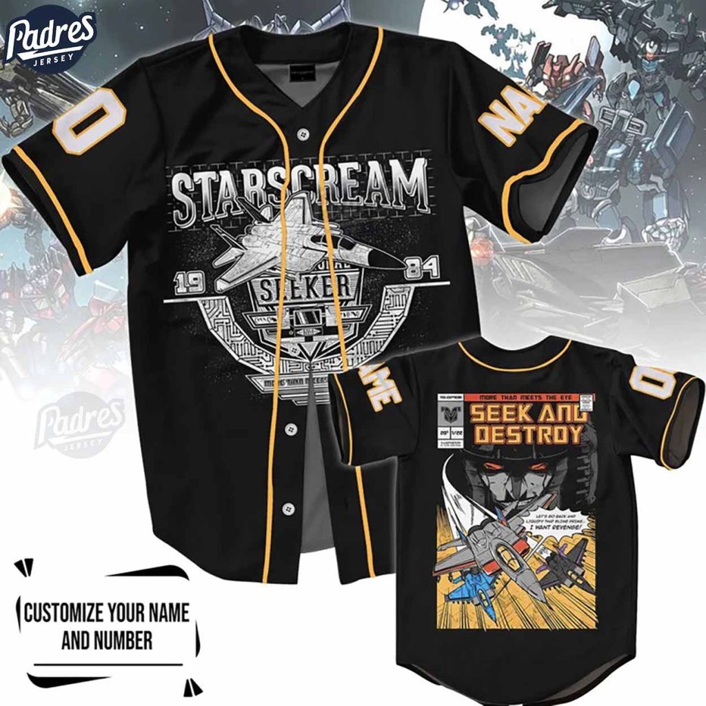 Custom Transformers Starscream Seek And Destroy Baseball Jersey