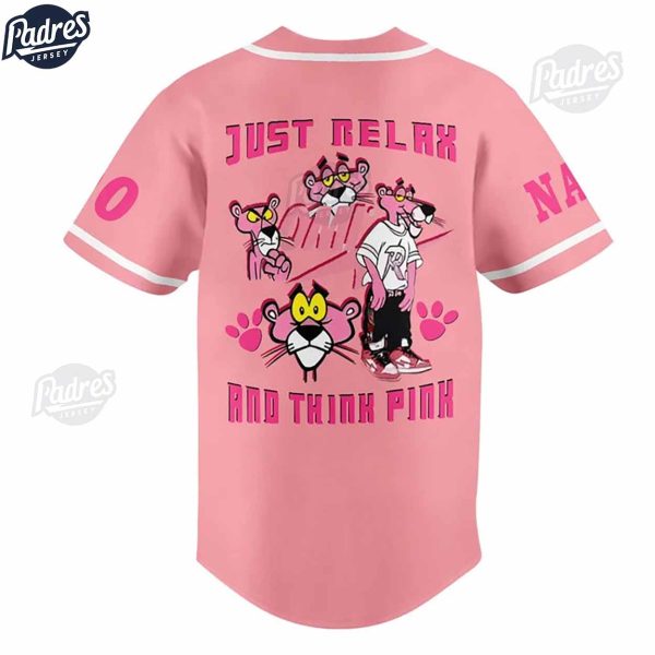 Custom Valentine Pink Panther Baseball Jersey 3