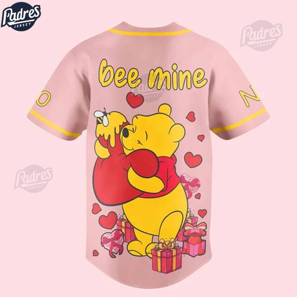 Custom Valentine Winnie The Pooh Be Mine Baseball Jersey 3