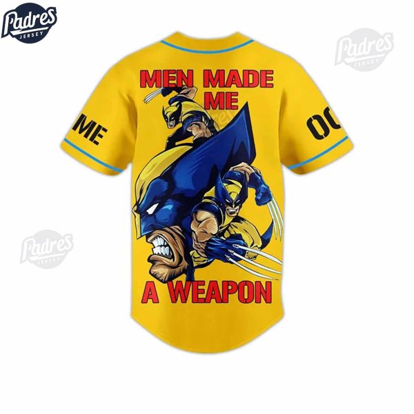 Custom X Men 97 Wolverine Man Made Me A Weapon Baseball Jersey 2