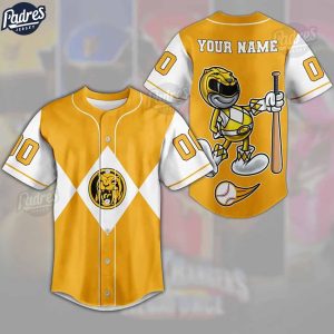 Custom Power Rangers Yellow Ranger Baseball Jersey