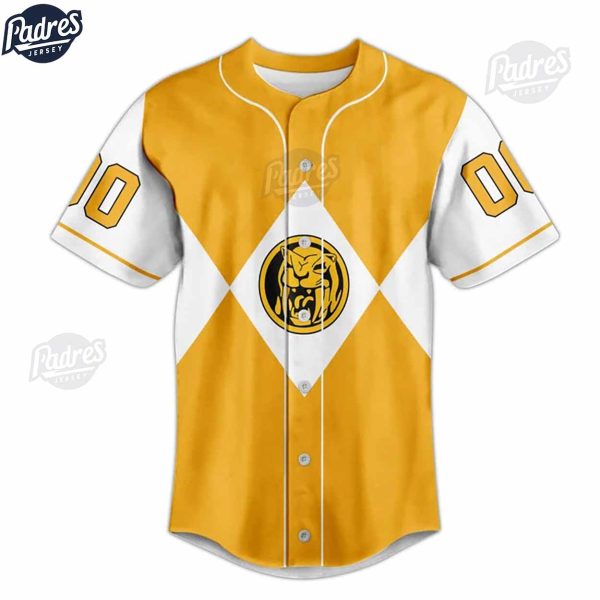 Custom Yellow Ranger Power Rangers Baseball Jersey 3