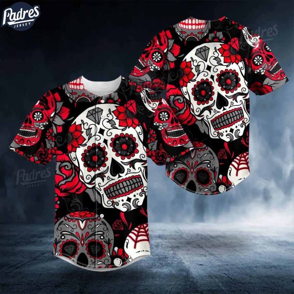 Day Of The Dead Pattern Blood Skull Baseball Jersey