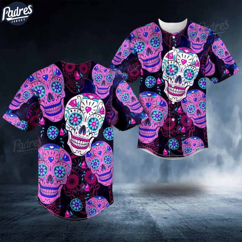 Day Of The Dead Purple Pattern Skull Baseball Jersey