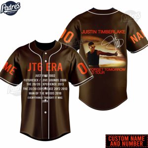 Justin Timberlake The Forget Tomorrow World Tour 2024 Custom Baseball Jersey 1