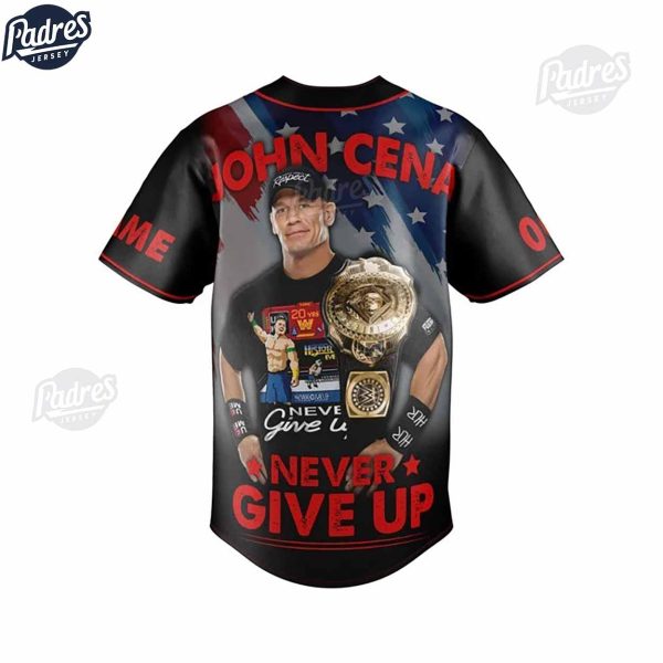 WWE Never Give Up John Cena Baseball Jersey 3
