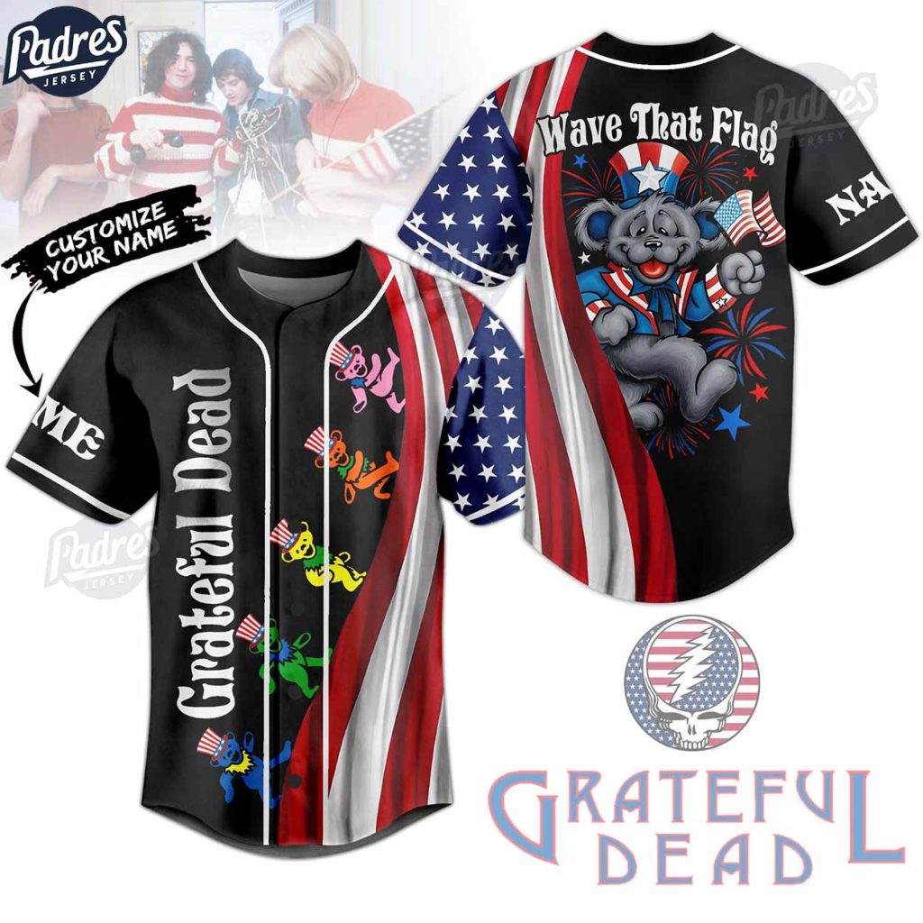 4th Of July Grateful Dead Wave That Flag Custom Baseball Jersey