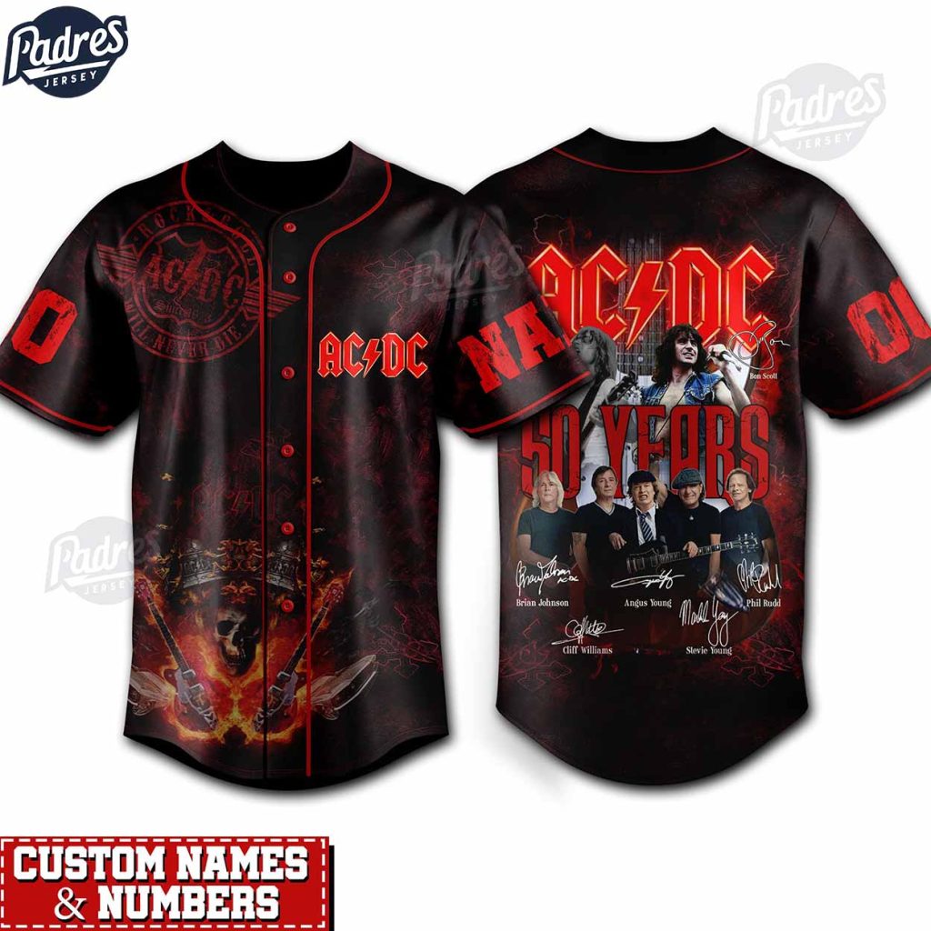 ACDC 50 Years Anniversary Custom Baseball Jersey