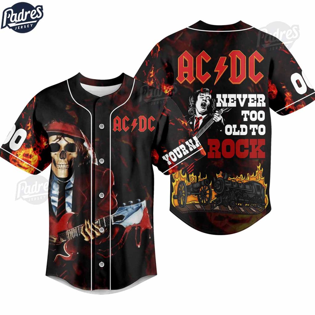 ACDC Never Too Old To Rock Custom Baseball Jersey