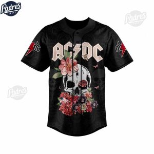 ACDC Skull Flower Custom Baseball Jersey 1