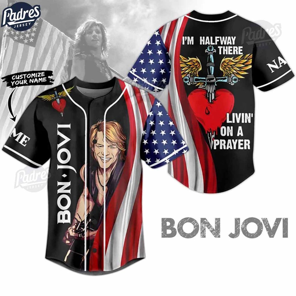 Custom 4th Of July Bon Jovi Baseball Jersey