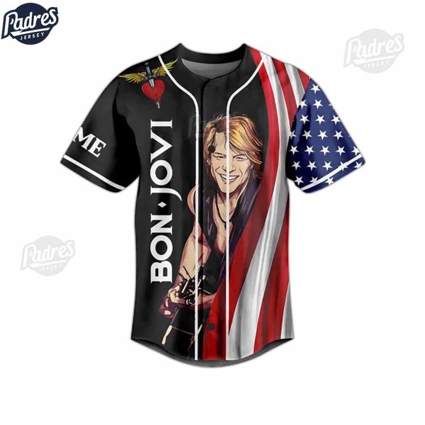 Custom 4th Of July Bon Jovi Baseball Jersey 3