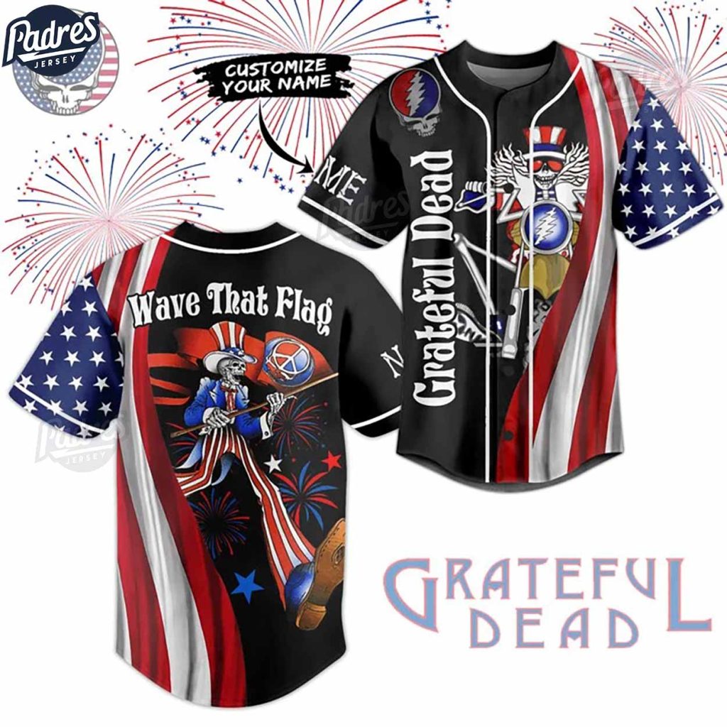 Custom 4th Of July Grateful Dead Baseball Jersey