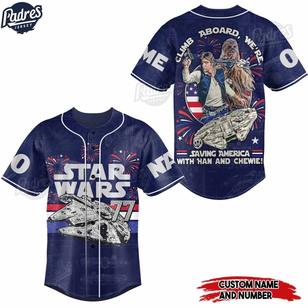 Custom 4th Of July Star Wars Baseball Jersey