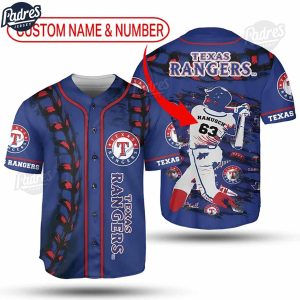 Custom And Number Texas Rangers Baseball Jersey 1