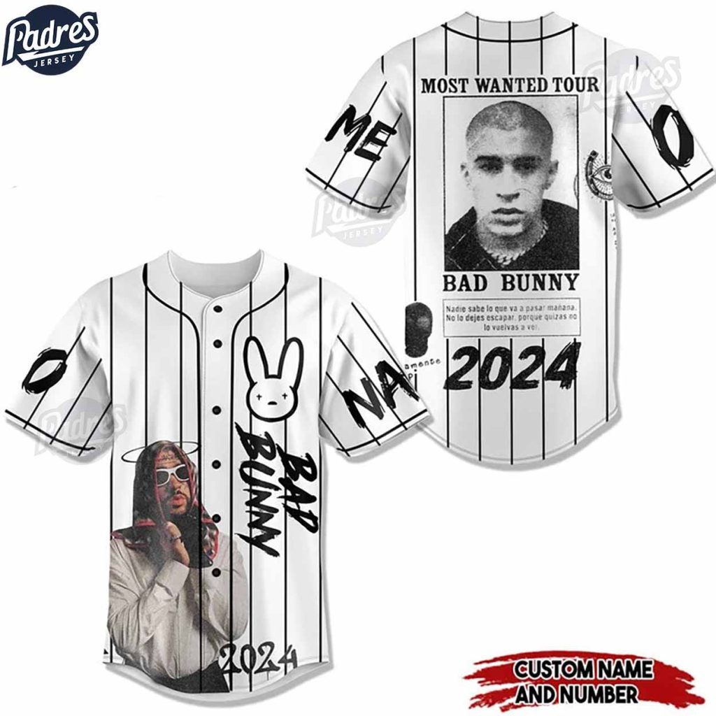 Custom Bad Bunny Most Wanted Tour 2024 Baseball Jersey Style