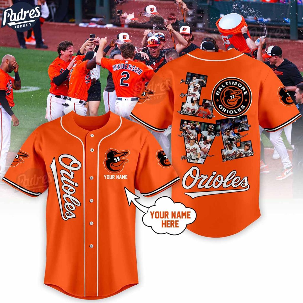 Custom Baltimore Orioles Love Team Orange Baseball Jersey