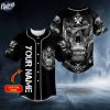 Custom Black White Dragon Fire Skull Baseball Jersey