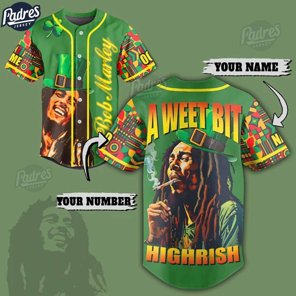 Custom Bob Marley St Patrick's Day Baseball Jersey