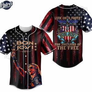 Custom Bon Jovi Livin On A Prayer USA Baseball Jersey Style 1