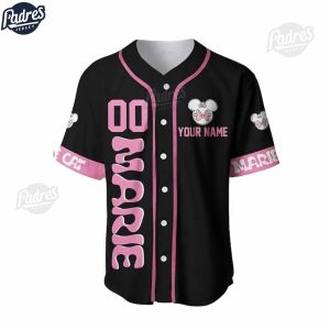 Custom Disney Marie Cat Black Pink Baseball Jersey 1