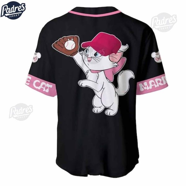 Custom Disney Marie Cat Black Pink Baseball Jersey 2