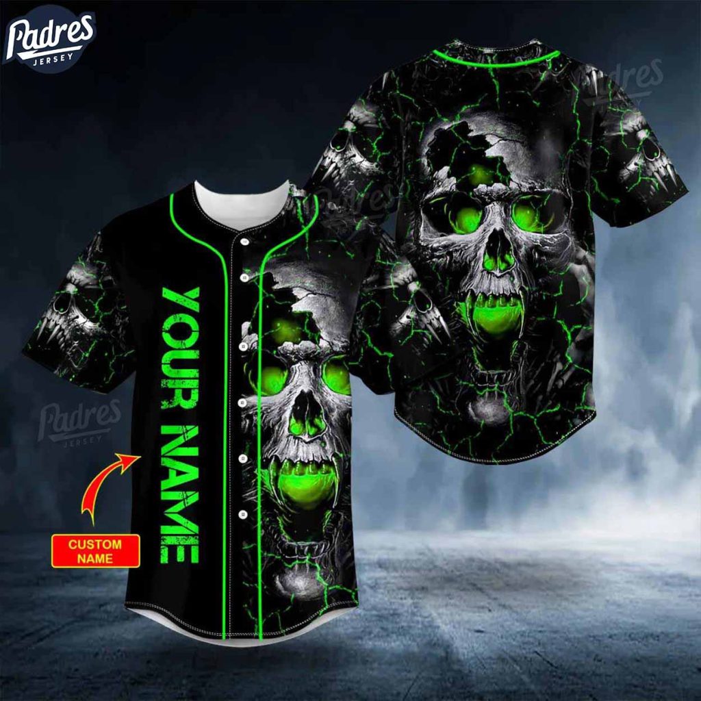 Custom Green Amazing Skull Baseball Jersey