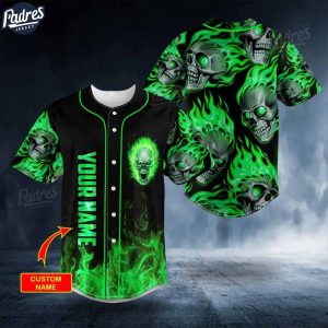 Custom Green Ghost Skull Baseball Jersey