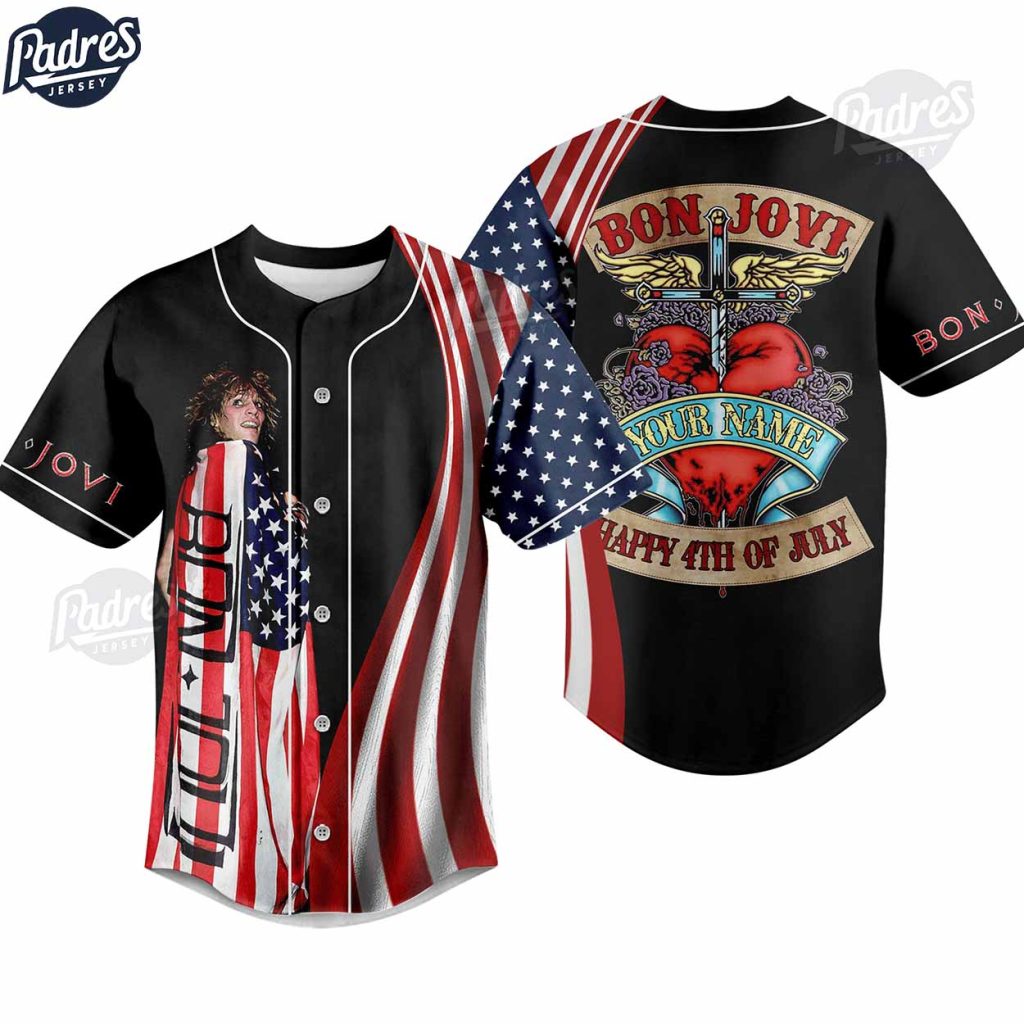 Custom Happy 4th Of July Bon Jovi Baseball Jersey