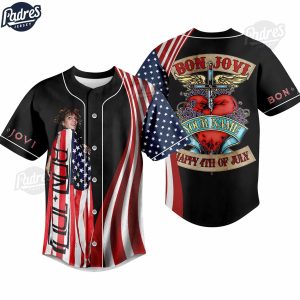 Custom Happy 4th Of July Bon Jovi Baseball Jersey 1
