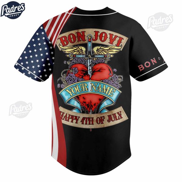 Custom Happy 4th Of July Bon Jovi Baseball Jersey 2