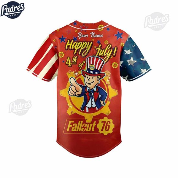 Custom Happy 4th Of July Fallout Baseball Jersey 3