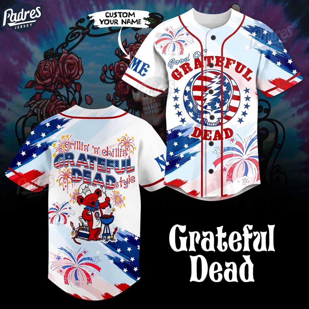 Custom Happy 4th Of July Grateful Dead Baseball Jersey Style