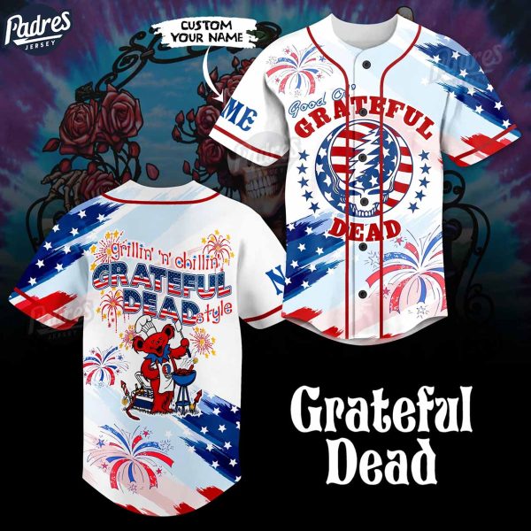 Custom Happy 4th Of July Grateful Dead Baseball Jersey Style 1