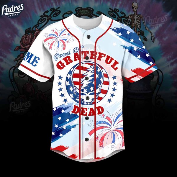 Custom Happy 4th Of July Grateful Dead Baseball Jersey Style 2
