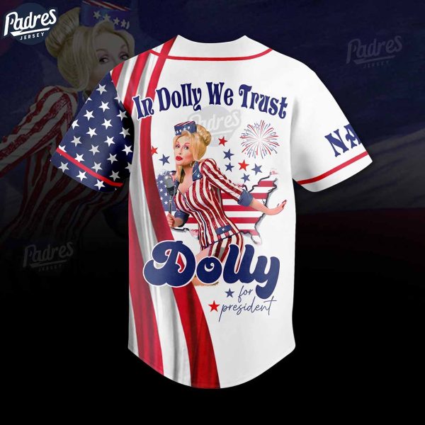 Custom In Dolly We Trust 4th Of July Baseball Jersey 3