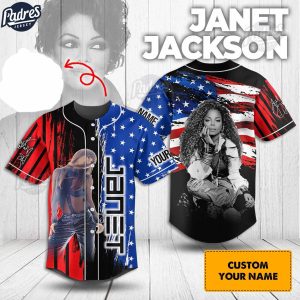 Custom Janet Jackson USA Flag Baseball Jersey 1