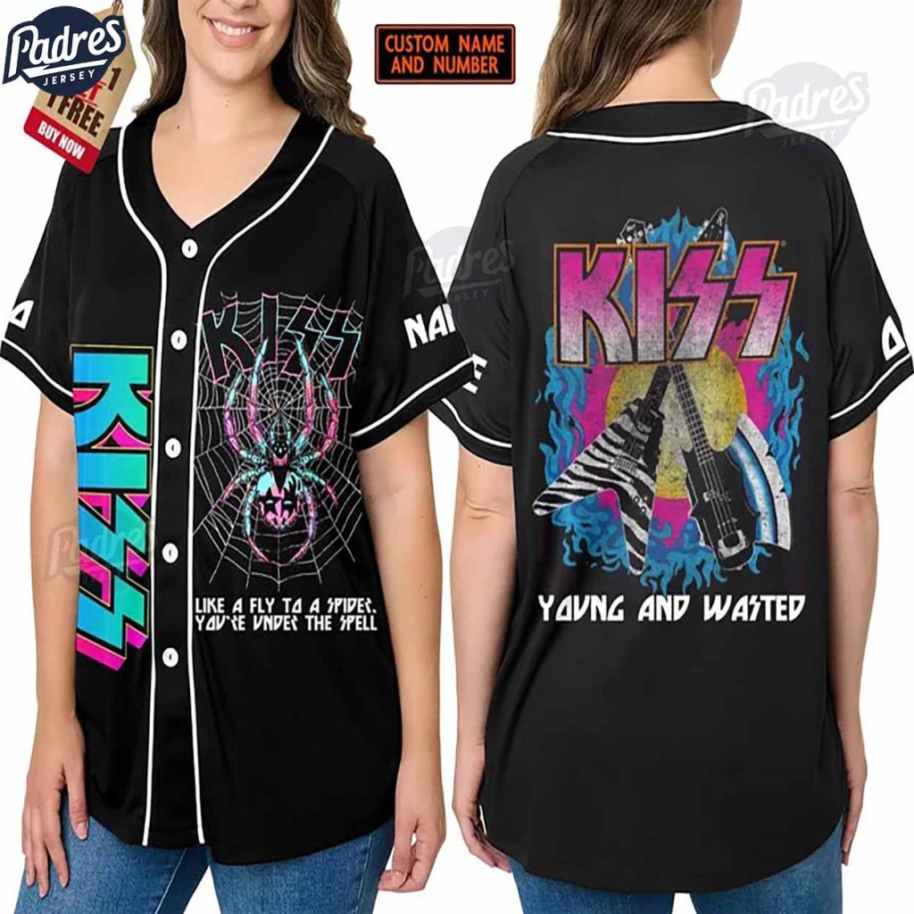 Custom Kiss Young And Wasted Baseball Jersey Style