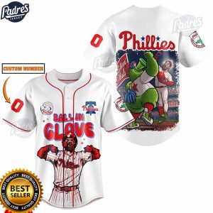 Custom MLB Philadelphia Phillies Ball In Glove Baseball Jersey Style 1
